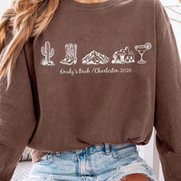 Personalized Charleston Bachelorette Sweatshirt, Custom Bride Trip Sweatshirt, Western Desert Bach Tee, Bachelorette Outfit, Girls Trip Gift