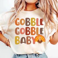 Personalized Thanksgiving Couples Shirt, Custom Gobble Gobble Baby Tee, Talk Turkey to Me Shirt, Matching Turkey Outfit, Couples Gift