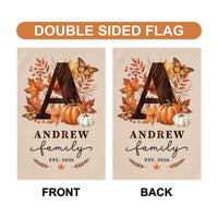 Personalized Fall Family Garden Flag, 12x18 Double Sided Yard Flag, Custom Family Decor, Autumn Front Porch Welcome, Housewarming Gift