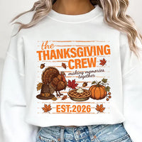 Thanksgiving Crew Sweatshirt, Turkey Pumpkin Fall Tee, Family Gathering Matching Shirt, Friendsgiving Dinner Outfit, Thanksgiving Gift 2026