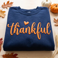 Custom Thankful Puff Print Shirt, Personalized Thanksgiving Sweatshirt, 3D Raised Fall Tee, Custom Puff Sweatshirt, Personalized Wear