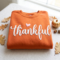 Custom Thankful Puff Print Shirt, Personalized Thanksgiving Sweatshirt, 3D Raised Fall Tee, Custom Puff Sweatshirt, Personalized Wear