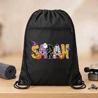 Personalized Halloween Drawstring Backpack, Custom Name Cinch Bag, Kids Trick or Treat Bag, Party Favor Cinch Bag, Halloween Event Favor