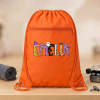 Personalized Halloween Drawstring Backpack, Custom Name Cinch Bag, Kids Trick or Treat Bag, Party Favor Cinch Bag, Halloween Event Favor
