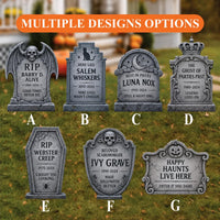 Personalized Halloween Tombstone Yard Signs, Custom Graveyard Decorations with Stakes, Funny Haunted House Outdoor Spooky Lawn Décor