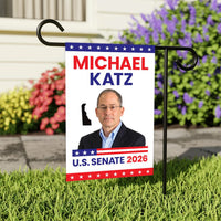 Michael Katz For Delaware Senate 2026 Garden Flag, Double Sided, 2026 Senate Flag, Elections Flag, Anti-Trump Sign, Race Red White Blue Flag