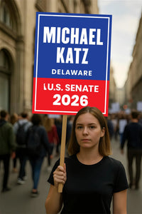 Michael Katz For Delaware Senate 2026 Election Sign, Anti-Trump, Political Campaign Sign, Senate Election 2026 Race Poster Sign