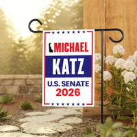 Michael Katz For Delaware Senate 2026 Garden Flag, Double Sided, 2026 Senate Flag, Elections Flag, Anti-Trump Sign, Race Red White Blue Flag