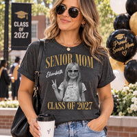 Personalized Senior Mom Photo Shirt, Custom Class of 2027 Tee, Graduation Picture T-Shirt, Proud Parent Senior Year Top, Gift for Mom