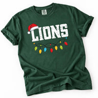 Personalized Mascot Christmas Shirt, Custom Team Name Tee, Sports Christmas Lights T-Shirt, School Spirit Apparel, Holiday Party Gift