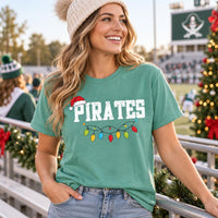 Personalized Mascot Christmas Shirt, Custom Team Name Tee, Sports Christmas Lights T-Shirt, School Spirit Apparel, Holiday Party Gift