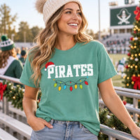 Personalized Mascot Christmas Shirt, Custom Team Name Tee, Sports Christmas Lights T-Shirt, School Spirit Apparel, Holiday Party Gift