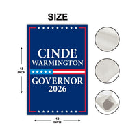 Cinde Warmington For New Hampshire Governor 2026 Garden Flag, Double Sided, 2026 Governor Flag, Elections Flag, Race Red White & Blue Flag