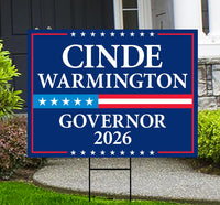 Cinde Warmington For New Hampshire Governor 2026 Yard Sign, Corrugated Governor Elections Race Red White & Blue Yard Sign with Metal H-Stake