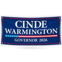 Cinde Warmington For New Hampshire U.S. Governor Banner Sign, 13 oz Waterproof US Governor Election 2026 Vinyl Banner With Metal Grommets