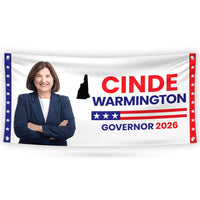 Cinde Warmington For New Hampshire U.S. Governor Banner Sign, 13 oz Waterproof US Governor Election 2026 Vinyl Banner With Metal Grommets