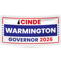 Cinde Warmington For New Hampshire U.S. Governor Banner Sign, 13 oz Waterproof US Governor Election 2026 Vinyl Banner With Metal Grommets