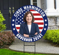 Cinde Warmington For New Hampshire Governor 2026 Yard Sign, Corrugated Governor Elections Race Red White & Blue Yard Sign with Metal H-Stake
