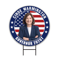 Cinde Warmington For New Hampshire Governor 2026 Yard Sign, Corrugated Governor Elections Race Red White & Blue Yard Sign with Metal H-Stake
