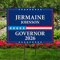 Jermaine Johnson For South Carolina Governor 2026 Yard Sign, Corrugated Governor Elections Race Red White Blue Yard Sign with Metal H-Stake