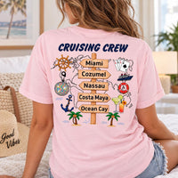 Personalized Cruising Crew Shirt, Custom Cruise Itinerary Tee, Cruise Tee, Family Group Trip Outfit, Vacation Gift 2026, Front Back Print
