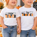 Custom Halloween Sibling Shirts, Personalized Big Brother Little Sister Tee, Matching Kids Halloween Outfit, Baby Bodysuit, Sibling Gift