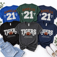 Personalized Mascot Football Spirit Shirt, Custom Team Name Tee, Player Name Number, School Game Day Outfit, Custom Team Gift, Front Back