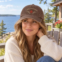 Lake Ontario Embroidered Hat, Canadian Maple Leaf Wave Design, Bio Washed Cotton Cap, Great Lakes Travel Souvenir, Everyday Cap Gift