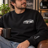 Custom Car Embroidered Sweatshirt, Personalized Vehicle Hoodie, Auto Lover Shirt, Cozy Hobby Crewneck, Hobby Gift for Car Enthusiast