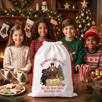 Personalized Santa Sack, Train Christmas Toy Sack with Name, Express Delivery Gift Bag, Personalized Present Sack, Christmas Eve Gift