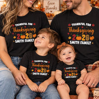 Personalized Thanksgiving Family Shirts, Custom Matching Family Tees, Thankful For Thanksgiving 2026, Fall Dinner Outfit, Holiday Gift