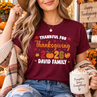 Personalized Thanksgiving Family Shirts, Custom Matching Family Tees, Thankful For Thanksgiving 2026, Fall Dinner Outfit, Holiday Gift