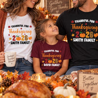 Personalized Thanksgiving Family Shirts, Custom Matching Family Tees, Thankful For Thanksgiving 2026, Fall Dinner Outfit, Holiday Gift