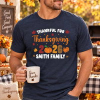 Personalized Thanksgiving Family Shirts, Custom Matching Family Tees, Thankful For Thanksgiving 2026, Fall Dinner Outfit, Holiday Gift