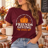 Friendsgiving 2026 Thanksgiving Shirt, Friends Dinner Party Tee, Vintage Pumpkin Fall T-Shirt, Cozy Potluck Outfit, Holiday Party Gift