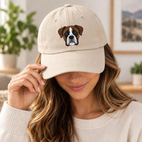 Personalized Pet Portrait Embroidered Hat, Custom Dog Photo Embroidery, Animal Lover Cap, Soft Bio Washed Cotton Dad Hat, Pet Lover Gift