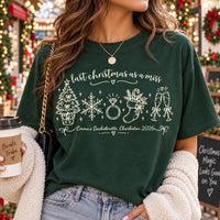 Personalized Last Christmas as a Miss Shirt, Custom Bachelorette Tee, Bachelorette Outfit, Charleston Bride Weekend, Bachelorette Gift