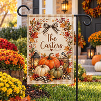 Personalized Fall Family Garden Flag, 12x18 Double Sided Yard Flag, Family Last Name Sign, Autumn Outdoor Porch Decor, Housewarming Gift
