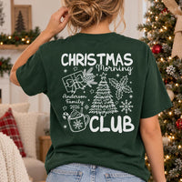Personalized Holiday Mama Shirt, Custom Family Name Tee, Christmas Morning Club, Holiday Mom Crewneck, Family Christmas Gift, Front Back