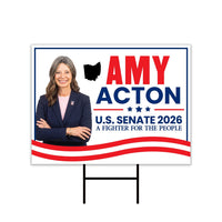 Amy Acton For Ohio Governor 2026 Yard Sign, Corrugated Plastic Governor Elections Race Red White & Blue Yard Sign with Metal H-Stake