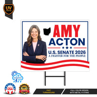 Amy Acton For Ohio Governor 2026 Yard Sign, Corrugated Plastic Governor Elections Race Red White & Blue Yard Sign with Metal H-Stake