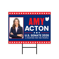 Amy Acton For Ohio Governor 2026 Yard Sign, Corrugated Plastic Governor Elections Race Red White & Blue Yard Sign with Metal H-Stake