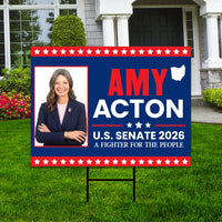 Amy Acton For Ohio Governor 2026 Yard Sign, Corrugated Plastic Governor Elections Race Red White & Blue Yard Sign with Metal H-Stake