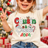 Personalized Cousin Crew Christmas Shirt, Family Christmas Tee, Matching Cousin Shirts, Baby Toddler Name Top, Custom Kids Holiday Gift