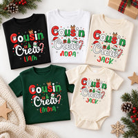 Personalized Cousin Crew Christmas Shirt, Family Christmas Tee, Matching Cousin Shirts, Baby Toddler Name Top, Custom Kids Holiday Gift