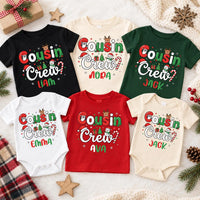 Personalized Cousin Crew Christmas Shirt, Family Christmas Tee, Matching Cousin Shirts, Baby Toddler Name Top, Custom Kids Holiday Gift