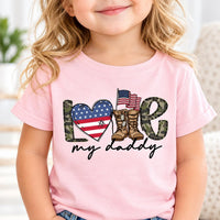 Personalized Military Dad Shirt, Custom Love My Daddy Tee, Patriotic Family Matching Shirts, Deployment Homecoming Gift, Father's Day Gift