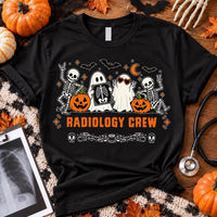Radiology Crew Spooky Skeleton Shirt, X Ray Tech Ghost Tee, Radiologic Technologist Halloween Party Tee, Halloween Gift for Rad Techs