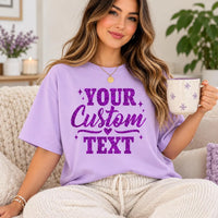 Personalized Glitter Text Shirt, Custom Glitter Name Tee, Sparkle Quote T Shirt, Glitter Statement Top, Custom Birthday Gift for Her