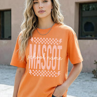 Personalized School Mascot Shirt, Custom Team Name Spirit Tee, Retro Checkerboard Fan Shirt, Game Day Student Apparel, Custom Team Gift